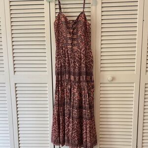 Angie Bohemian Pink and Black Maxi Dress